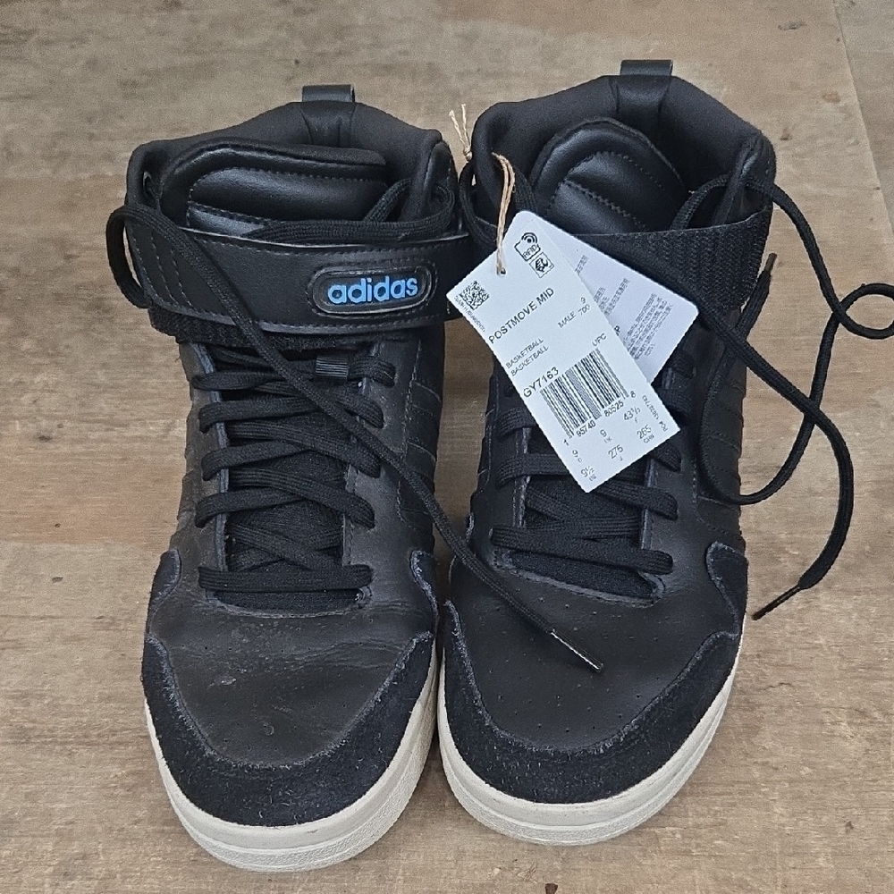Adidas Black and Blue High-Top Basketball Sneakers